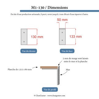 Pour étagère de 13,5 à 18 cm (équerre sans rebord) - M1-130